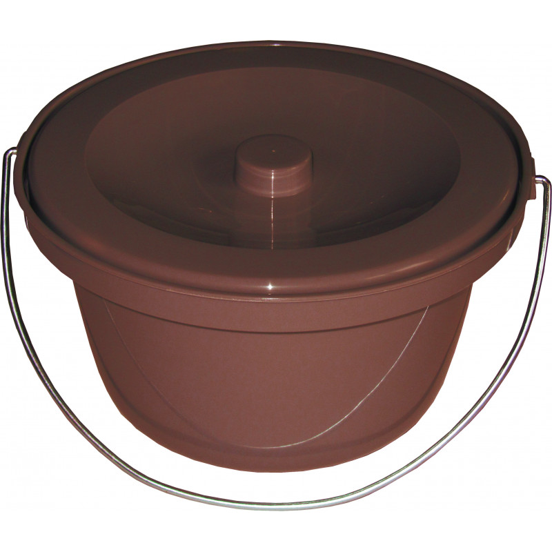 Seau avec couvercle et anse pour chaise percée - Marron - 30,5 cm