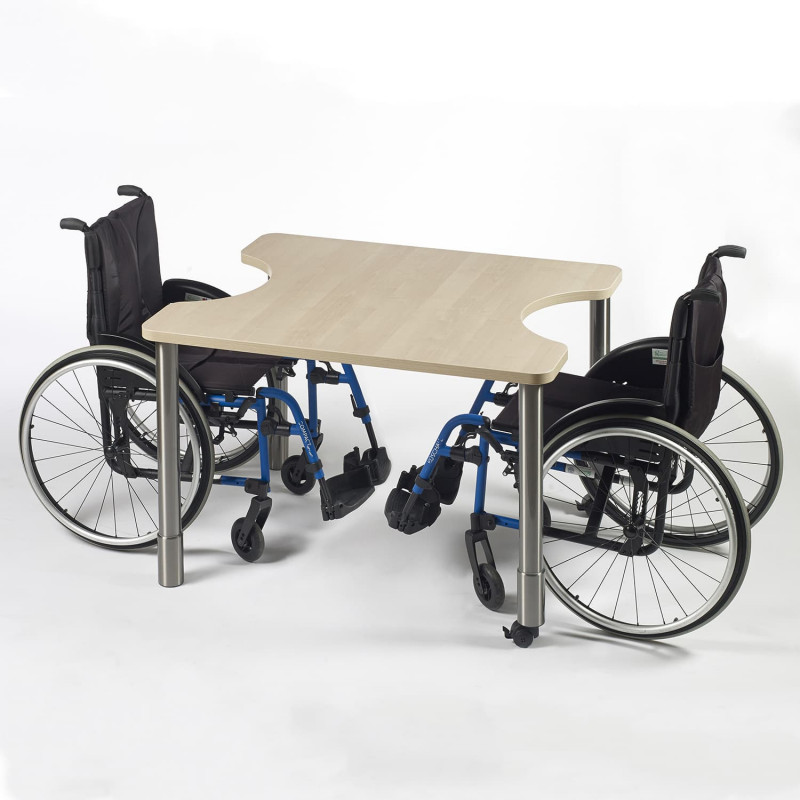 Table 2 places PMR pour fauteuil roulant - Blanc Menuires - 110 cm