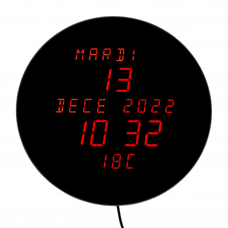 Horloge calendrier LED parlante avec température Aplós