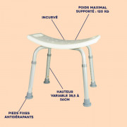 Tabouret de douche incurvé Jill blanc