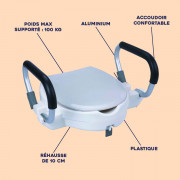 Réhausseur de toilette avec accoudoirs relevables