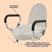 Réhausseur de toilette avec accoudoirs relevables