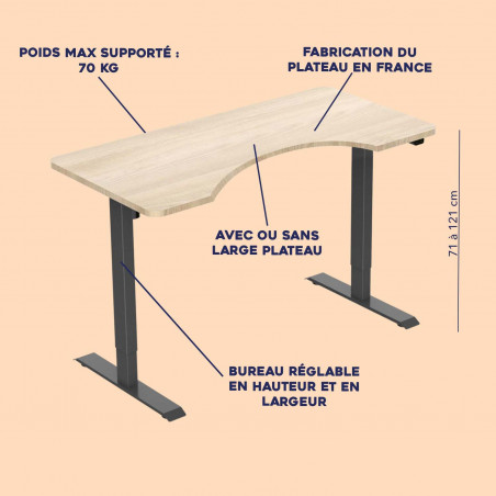 Bureau design réglable en hauteur électrique 