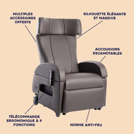 Fauteuil releveur à roulettes Club 2 mobile Saljol Fauteuil releveur à roulettes Club 2 mobile Saljol