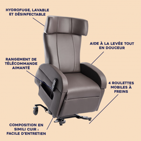 Fauteuil releveur à roulettes Club 2 mobile Saljol Fauteuil releveur à roulettes Club 2 mobile Saljol