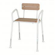 Chaise de douche effet bois avec accoudoirs