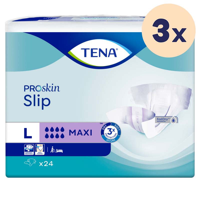 3 paquets - TENA ProSkin Slip Maxi Large - 72 unités