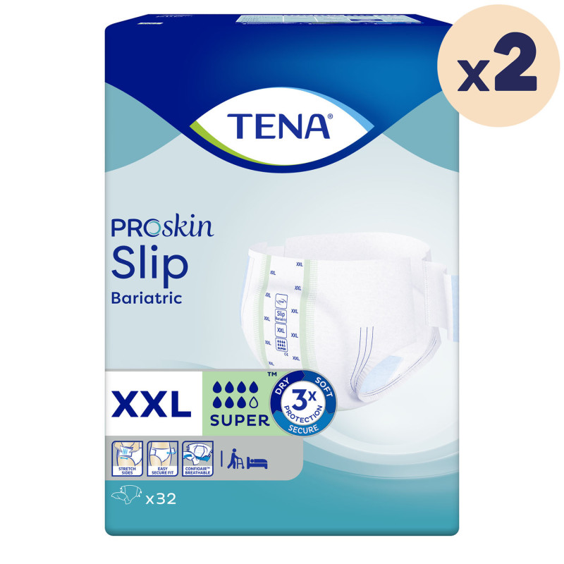 2 paquets - TENA Slip Bariatric Super XXL - 64 unités