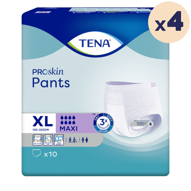 4 paquets - TENA Pants ProSkin Maxi Extra Large - 40 unités
