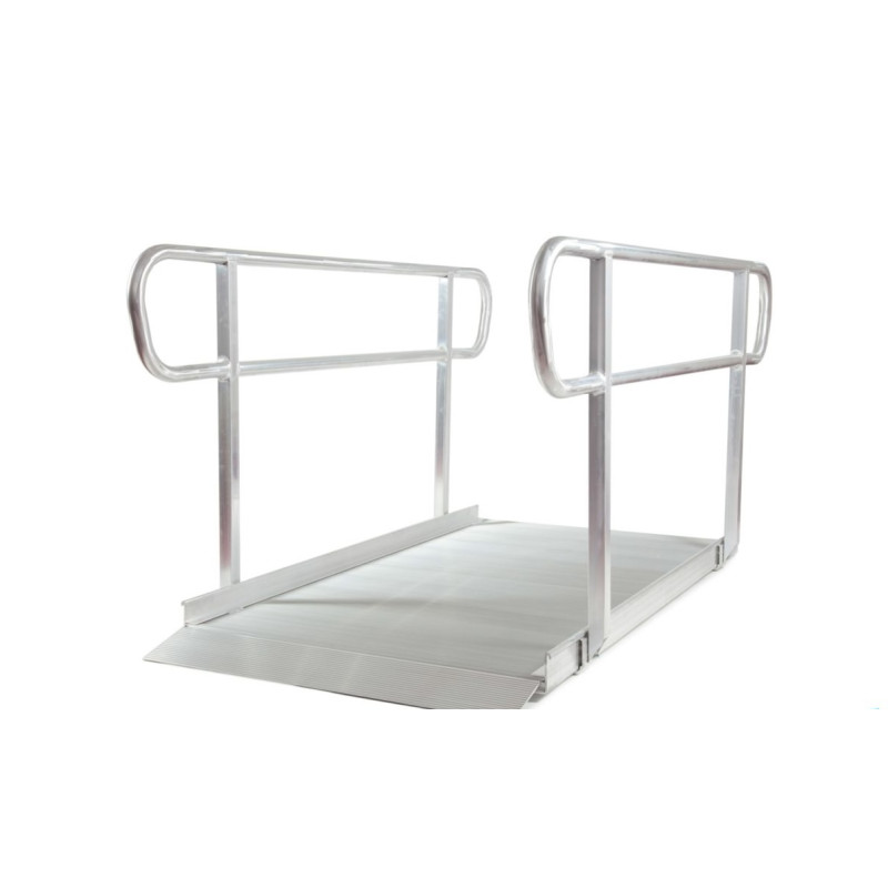 Rampe d'accès large avec main courante - 150 cm - Norme ERP - Aluminium - Poids max supporté : - 350 kg