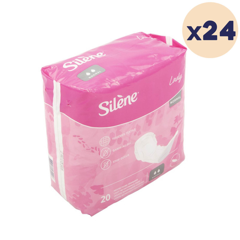 24 paquets - Couches adultes féminines Lady Confort Normal Silène - 480 unités