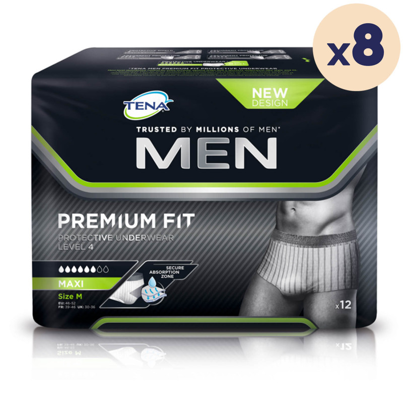 8 paquets - TENA Men Premium Fit (Niveau 4) Taille M - 96 unités