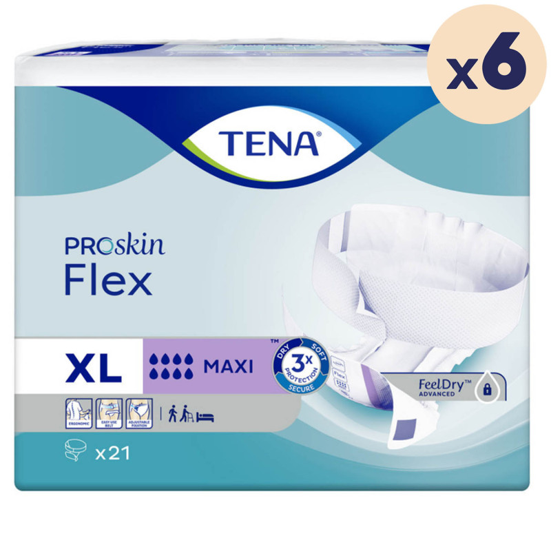 6 paquets - TENA Flex Maxi Extra Large - 126 unités