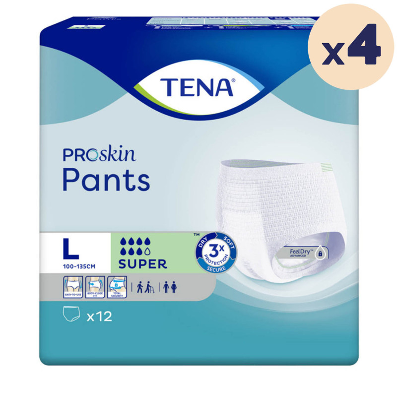 4 paquets - TENA Pants ProSkin Super Large - 48 unités