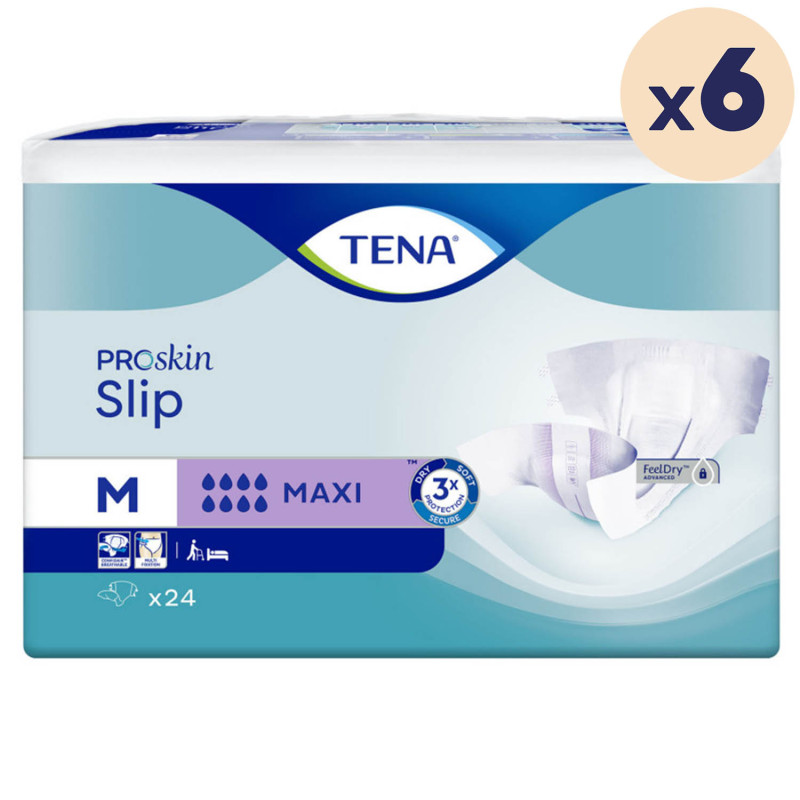 6 paquets - TENA ProSkin Slip Maxi Medium - 144 unités