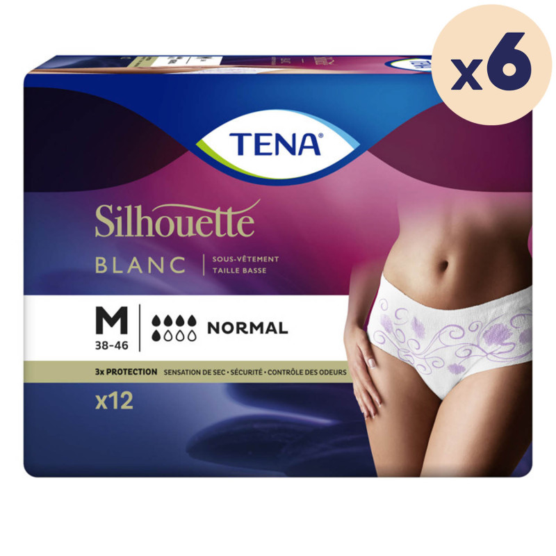 6 paquets - TENA Lady Silhouette Normal Medium - 72 unités