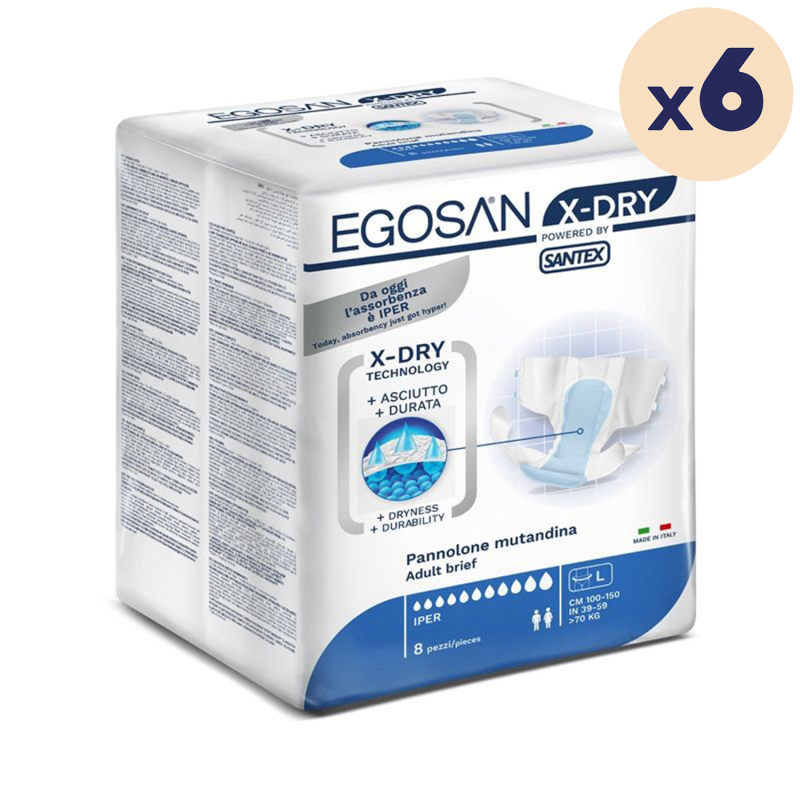 6 paquets - Change complet Slip X-Dry L Egosan - 48 unités