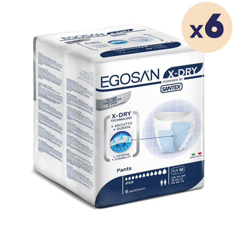 6 paquets - Slip absorbant Pants X-Dry M Egosan - 36 unités - Taille : M - M