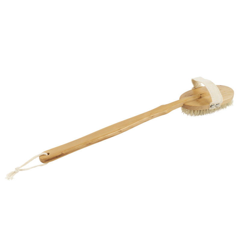 Brosse de bain en bois avec long manche - 41 cm