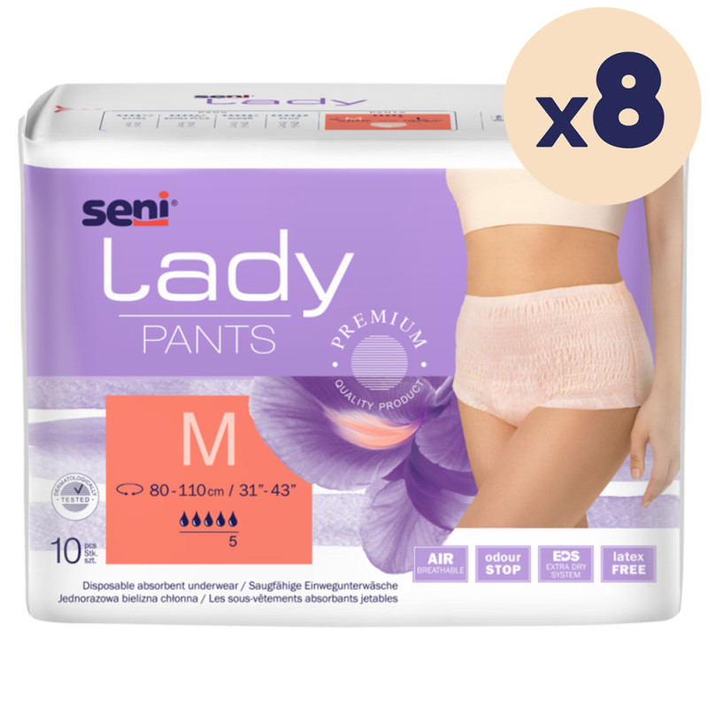8 paquets - SLIP ABSORBANT LADY PANTS M SENI - 80 unités