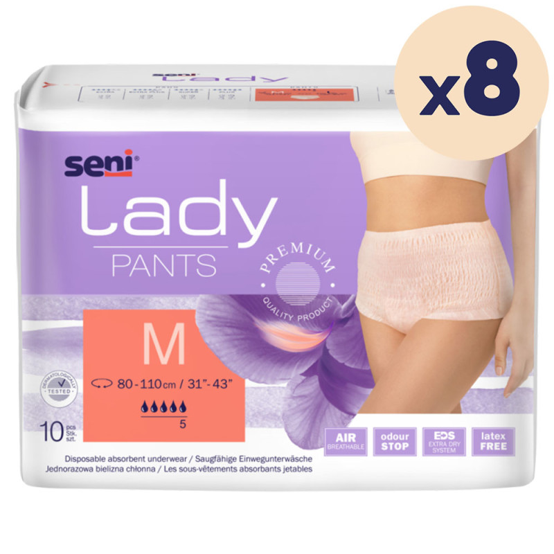 8 paquets - SLIP ABSORBANT LADY PANTS L SENI - 80 unités