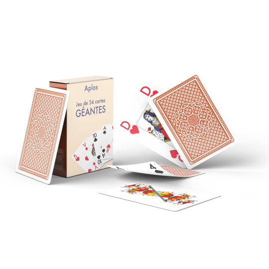 Jeux de 54 cartes géantes à gros caractères Aplós