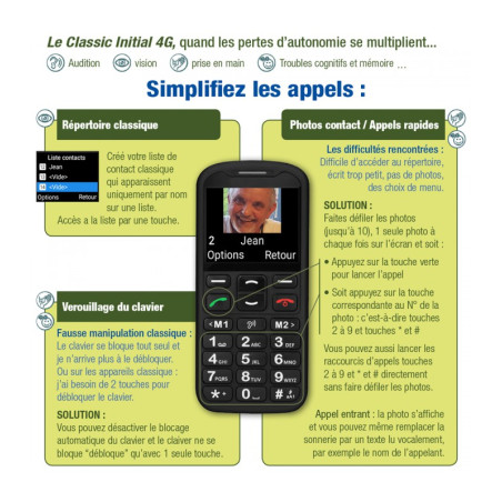 Téléphone portable classic initial 4G Mobiho