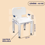 Chaise de douche modulaire à ventouses Makémo