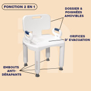 Chaise de douche modulaire à ventouses Makémo