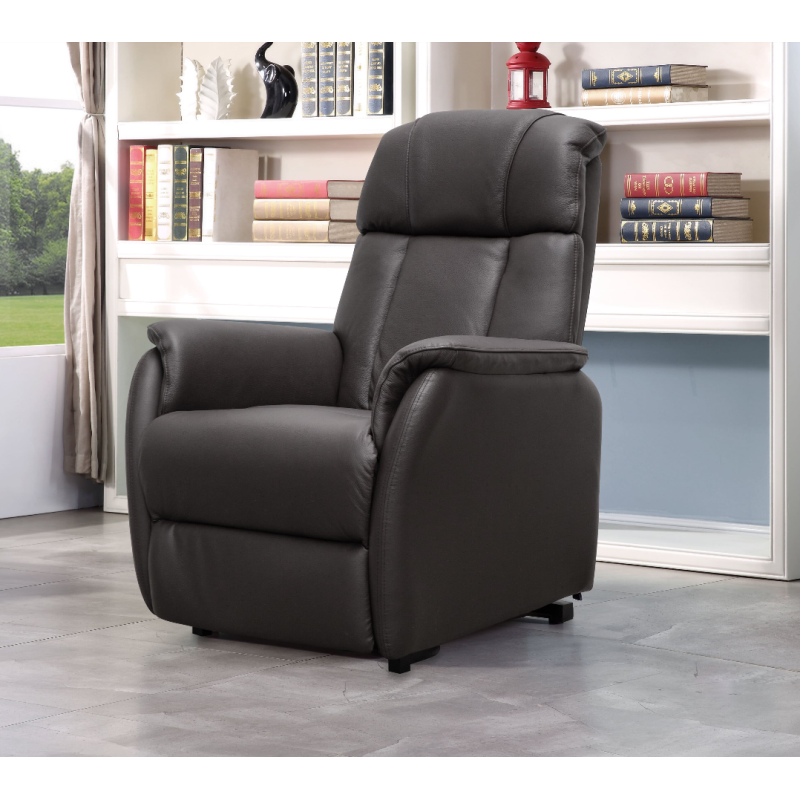 Fauteuil releveur électrique Cuir 2 moteurs Alphonse - Chocolat - 95 cm