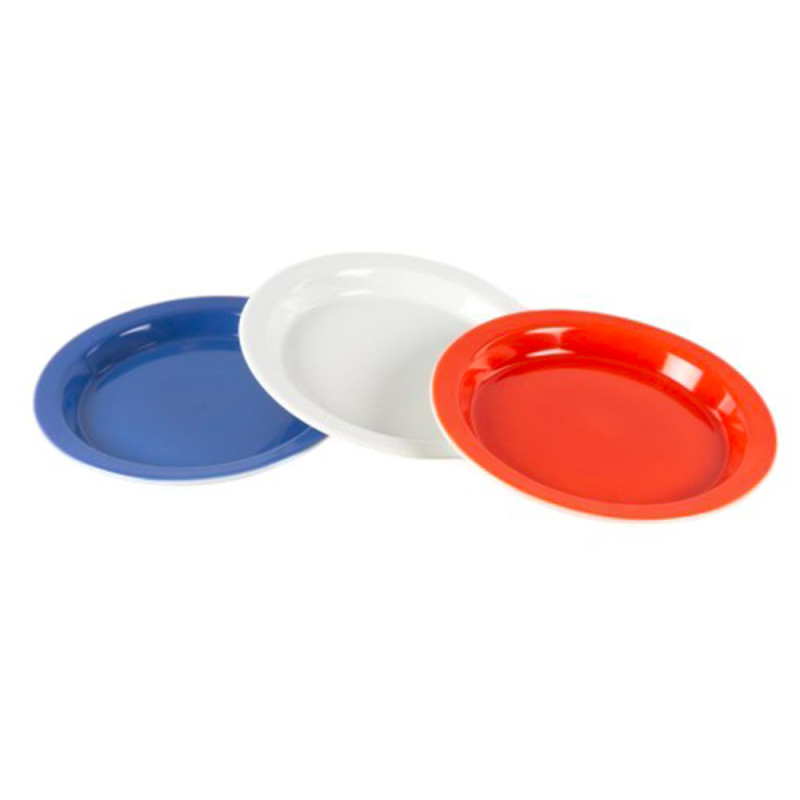 Assiette antidérapante à rebords en porcelaine extra dure - Blanc - 2,3 cm