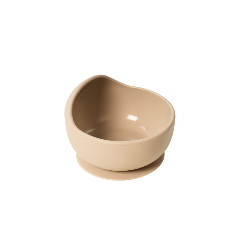 Bol silicone à ventouse et à rebord ergonomique - Beige - 7,5 cm