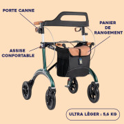 Déambulateur carbone Saljol tout en 1