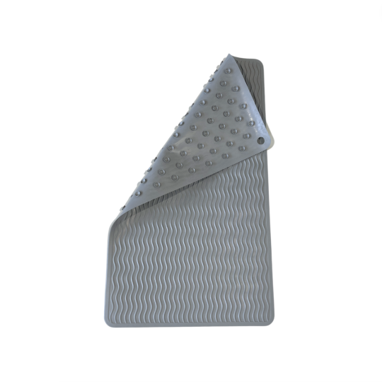 Tapis de bain antidérapant gris en longueur 70x40 cm non perforé