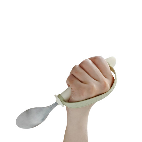 Cuillere ergonomique avec anse et manche silicone