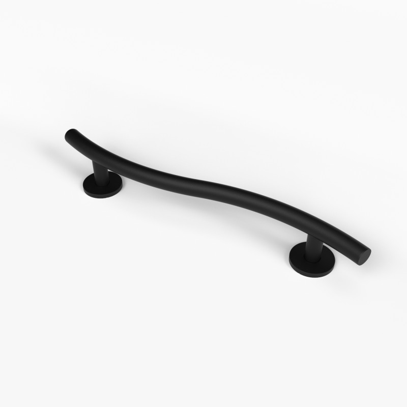 Barre d'appui courbée noire mat - Noir - 61 cm