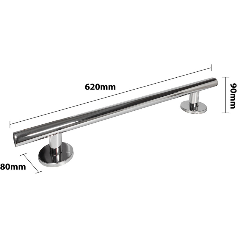 Barre d'appui droite acier poli - Gris - 200 kg