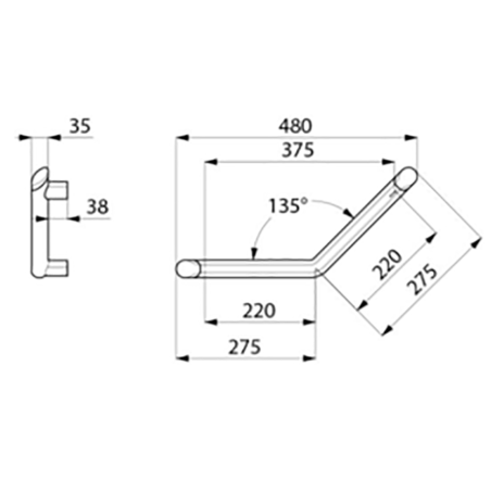 Barre d'appui coudée à 135° Delabie