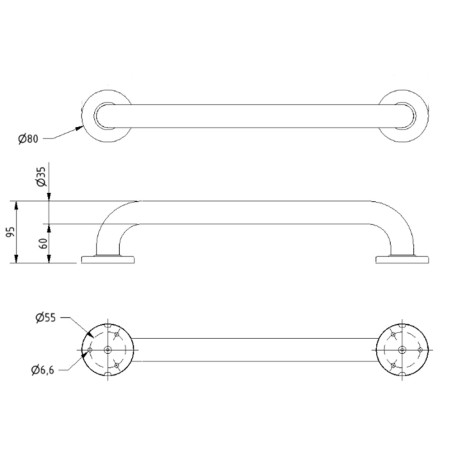 Barre d'appui droite Capri 60 cm