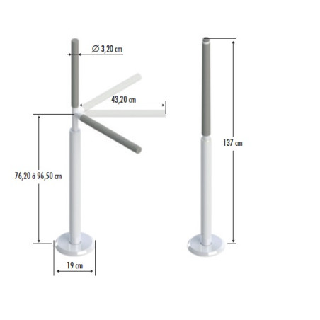 Barre d'appui verticale avec poignée pivotante Advantage Rail™