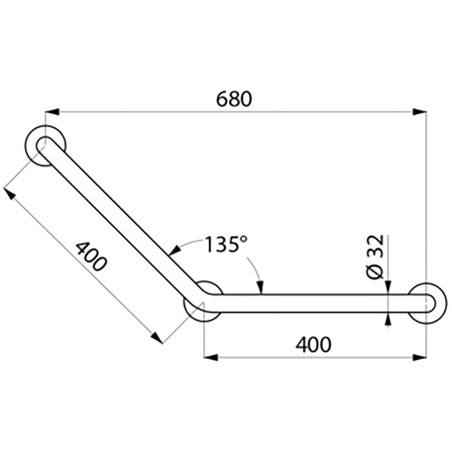 Barre de maintien coudée 135° Inox Brillant