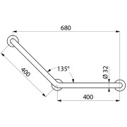 Barre de maintien coudée 135° Inox Brillant