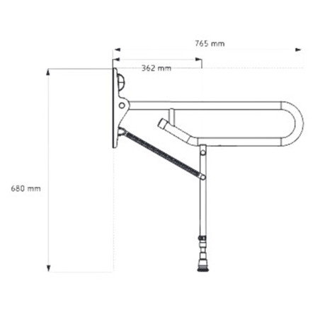 Barre d'appui WC rabattable époxy ultra résistante avec pieds
