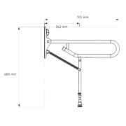 Barre d'appui WC rabattable époxy ultra résistante avec pieds