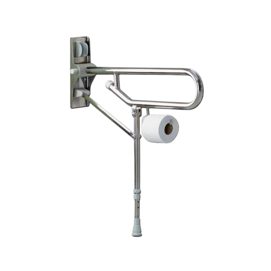 Barre d'appui WC rabattable en inox avec pieds réglable