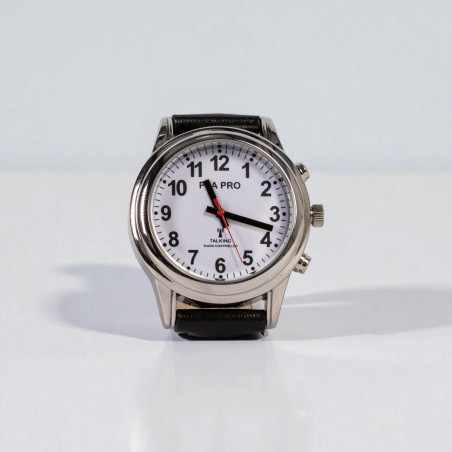 Montre parlante radio-pilotée classique Femme bracelet cuir noir