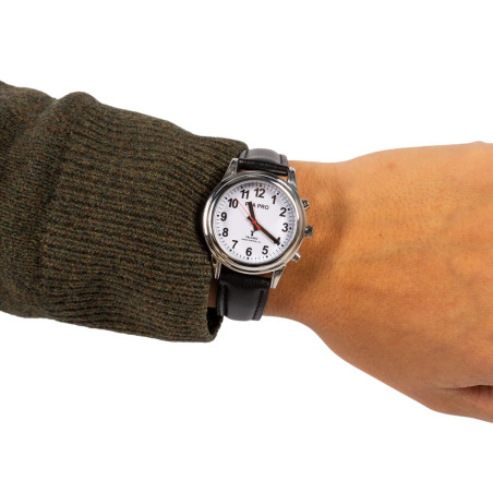 Montre parlante radio-pilotée classique Femme bracelet cuir noir