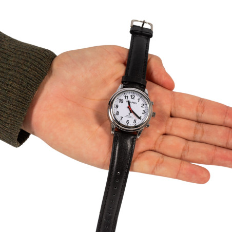 Montre parlante radio-pilotée classique Femme bracelet cuir noir