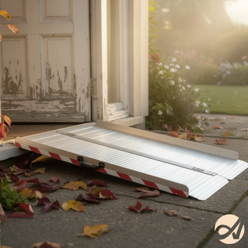 La rampe d'accès pliable APLOS - 244 cm - Norme ERP - Aluminium - Poids max supporté : - 300 kg