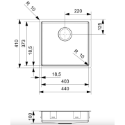 Evier PMR inox 1 cuve avec...